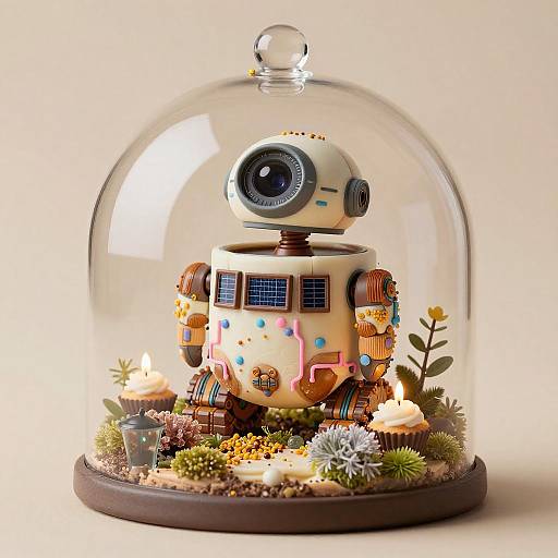 Solarpunk Cupcake Terrarium Droid Portrait