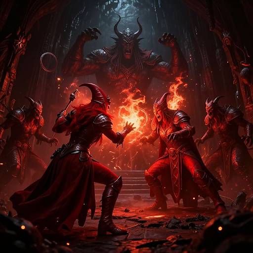 Red Witch Battling Dark Dungeon Monsters