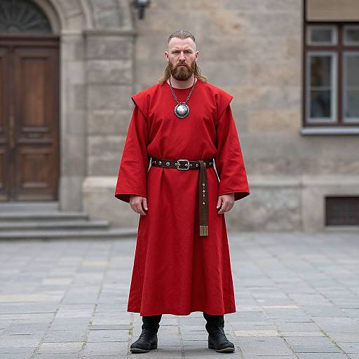 Man in Red Viking Dress