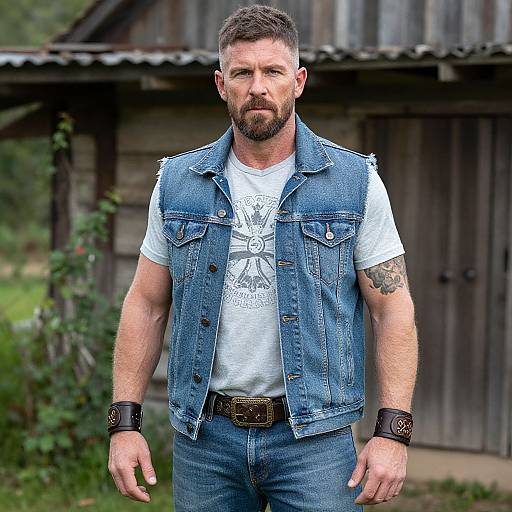 Rugged Man in Rustic Outdoor Portrait