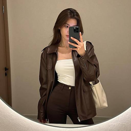Stylish Woman Taking a Mirror Selfie