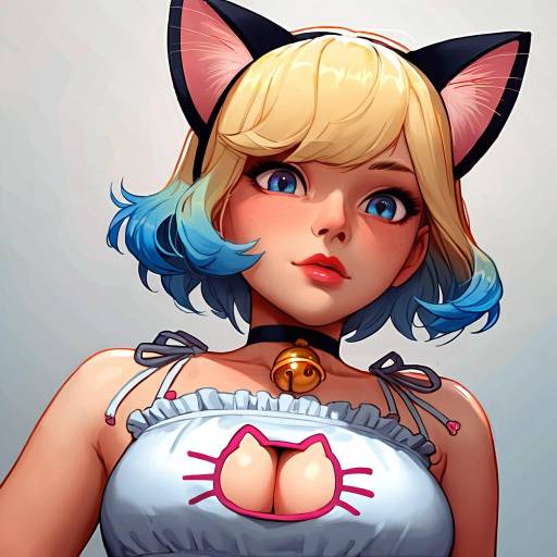 Cute Cat-Eared Girl in Lingerie