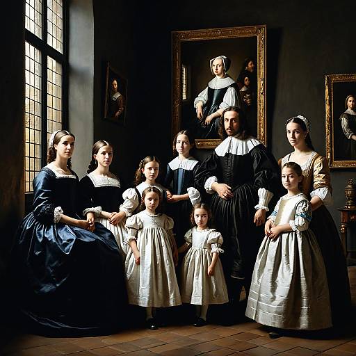 17th Century Style Family Portrait in Castle Room