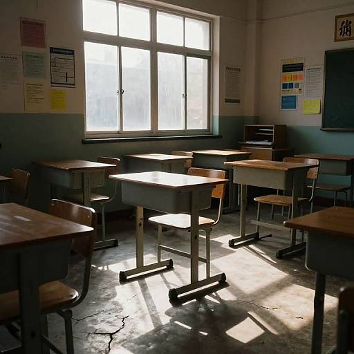 Sunlit Classroom with Shadow Play