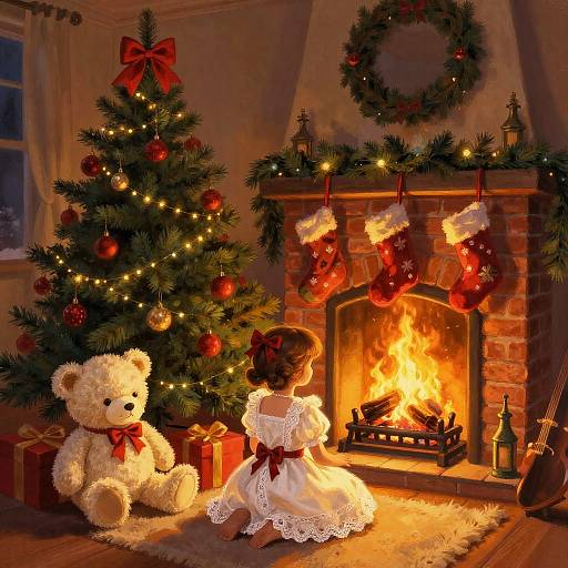 Cozy Festive Christmas Fireplace Scene