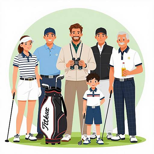 Golfers Group Illustration in Action