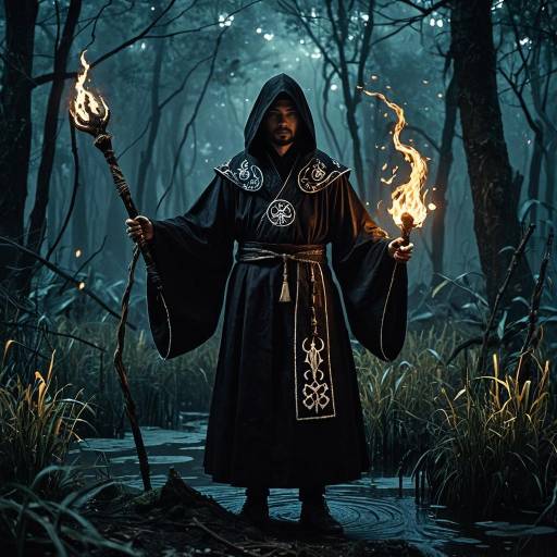 Shadow Priest in Swamp with Torches