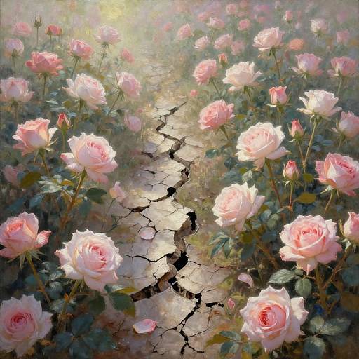 Cracked Field of Delicate Roses