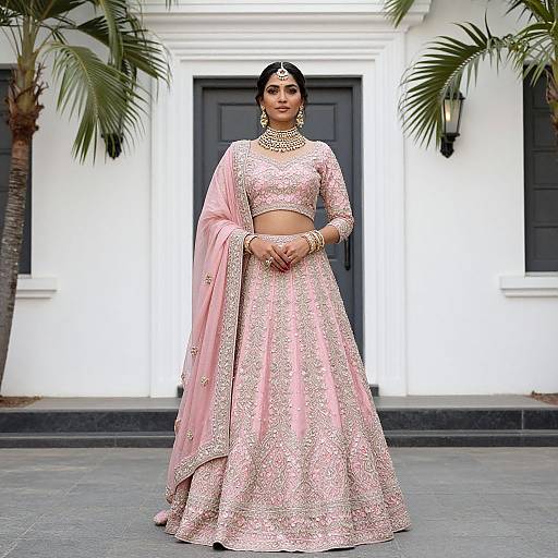 Elegant Bridal Lehenga in Cherry Blossom Pink