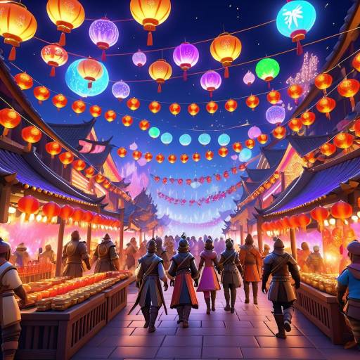 Stylized 3D Medieval Chinese Night Market Festival