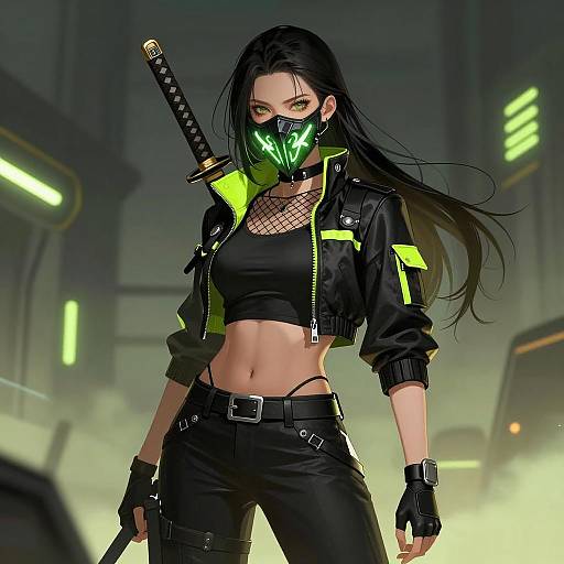 Futuristic Female Warrior Illustration