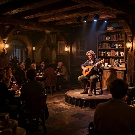 DND Tavern Scene with Bard and Patrons