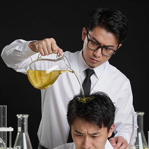 Intense Laboratory Scene with Distress