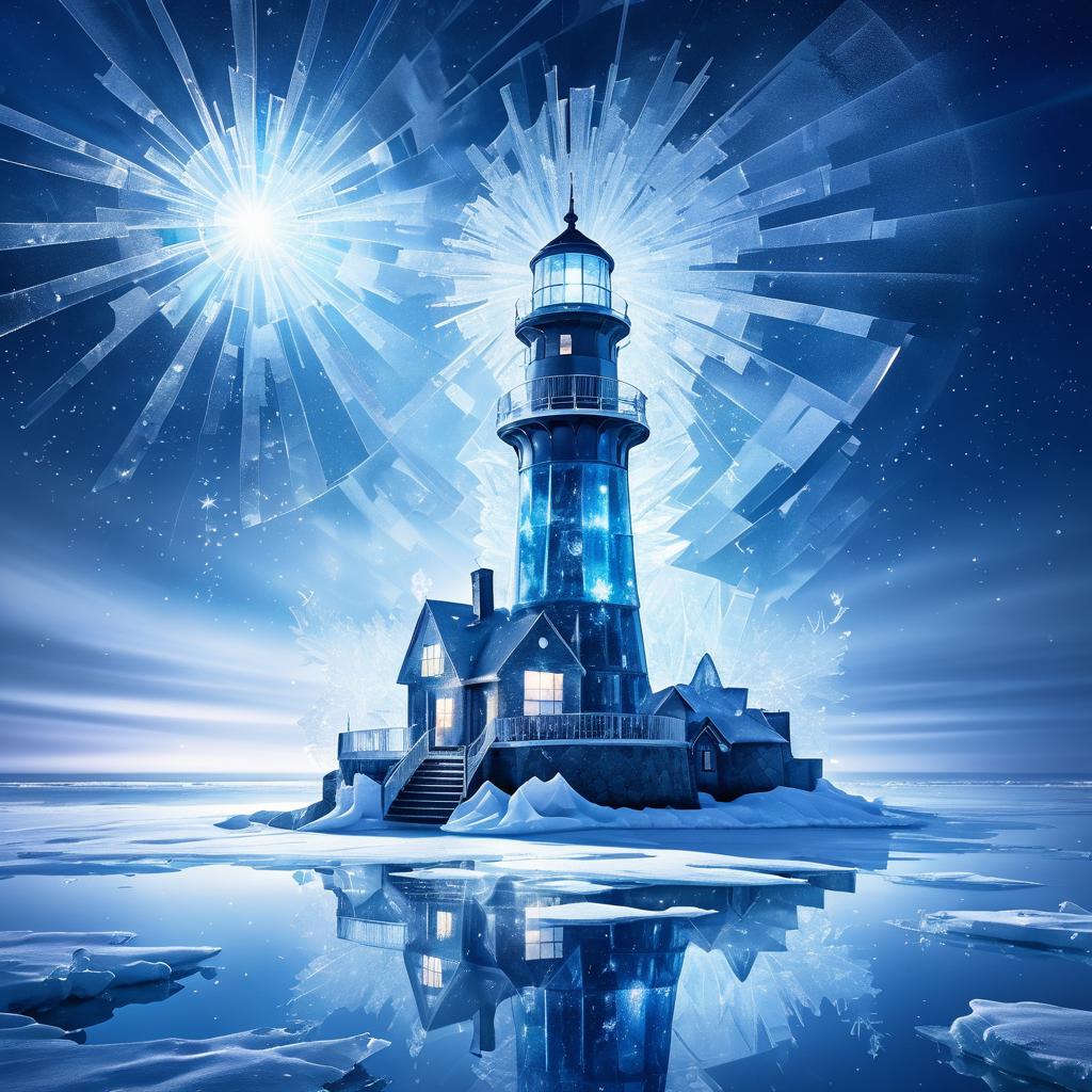 Surreal Ice Lighthouse in Twilight