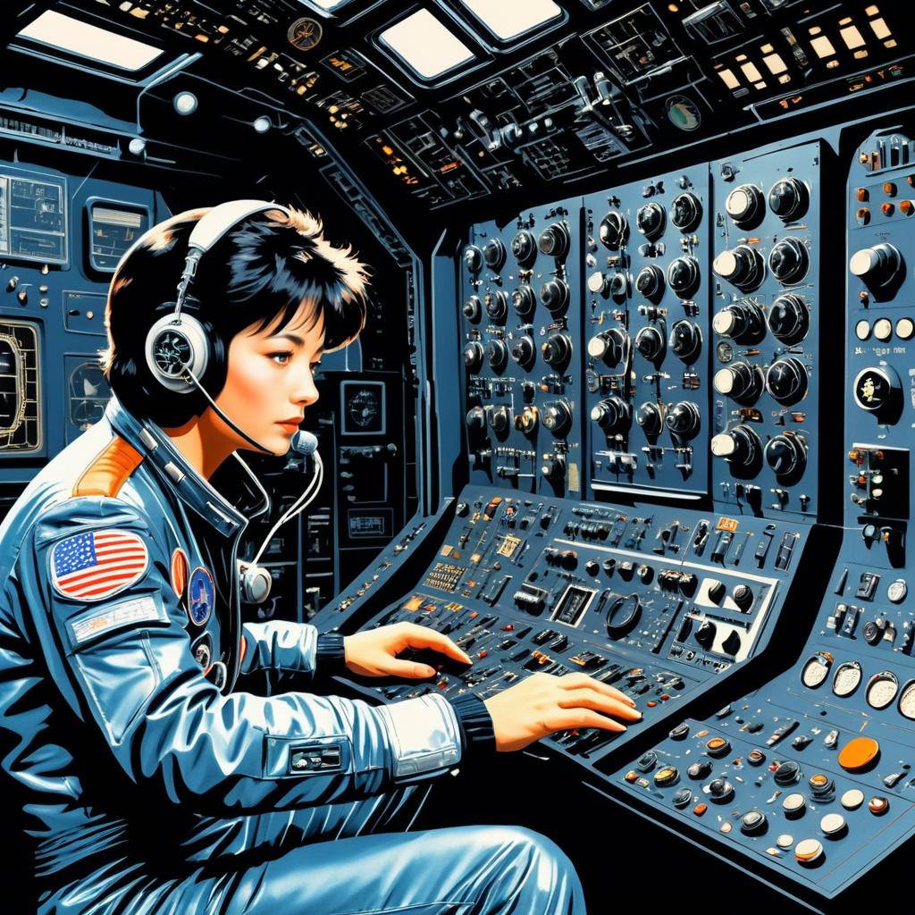 Fearless Pilot in Vintage Space Shuttle