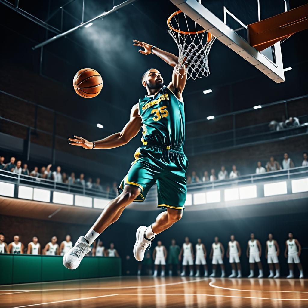 Dynamic Basketball Dunk in Photorealism