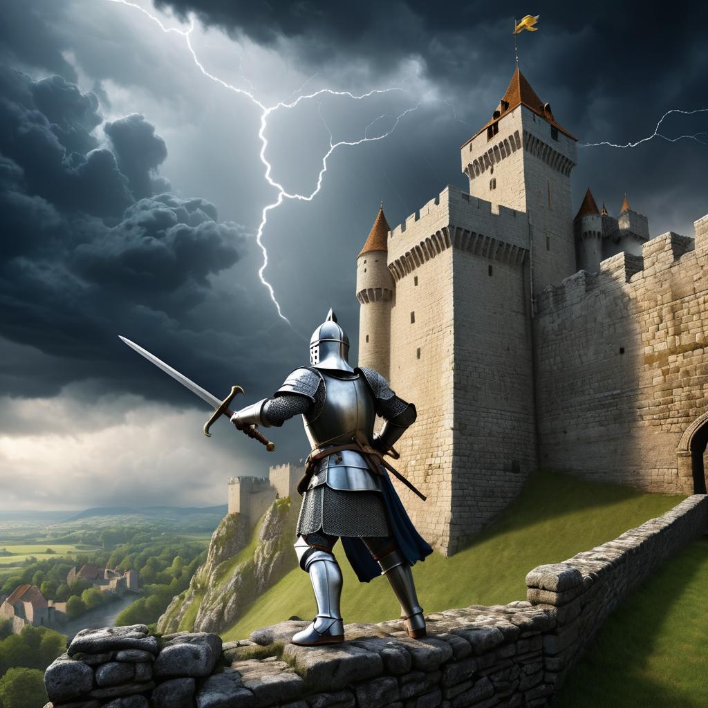 Medieval Knight with Grappling Hook Action