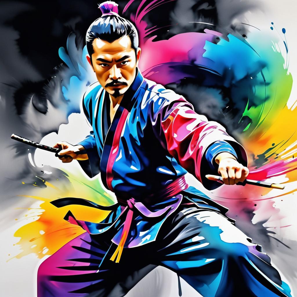 Vibrant Kung Fu Master Portrait Art