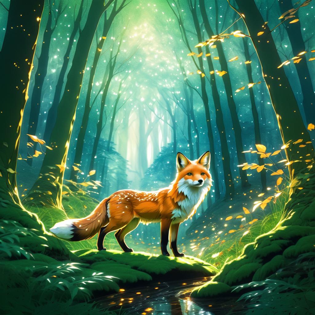 Fox in a Mystical Ghibli Forest