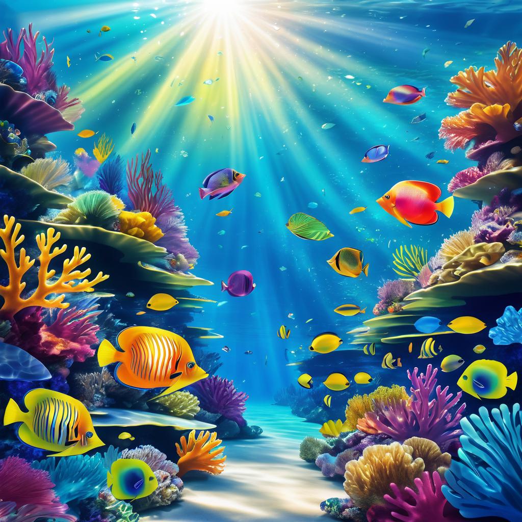 Surreal Vibrant Underwater Fantasy Scene