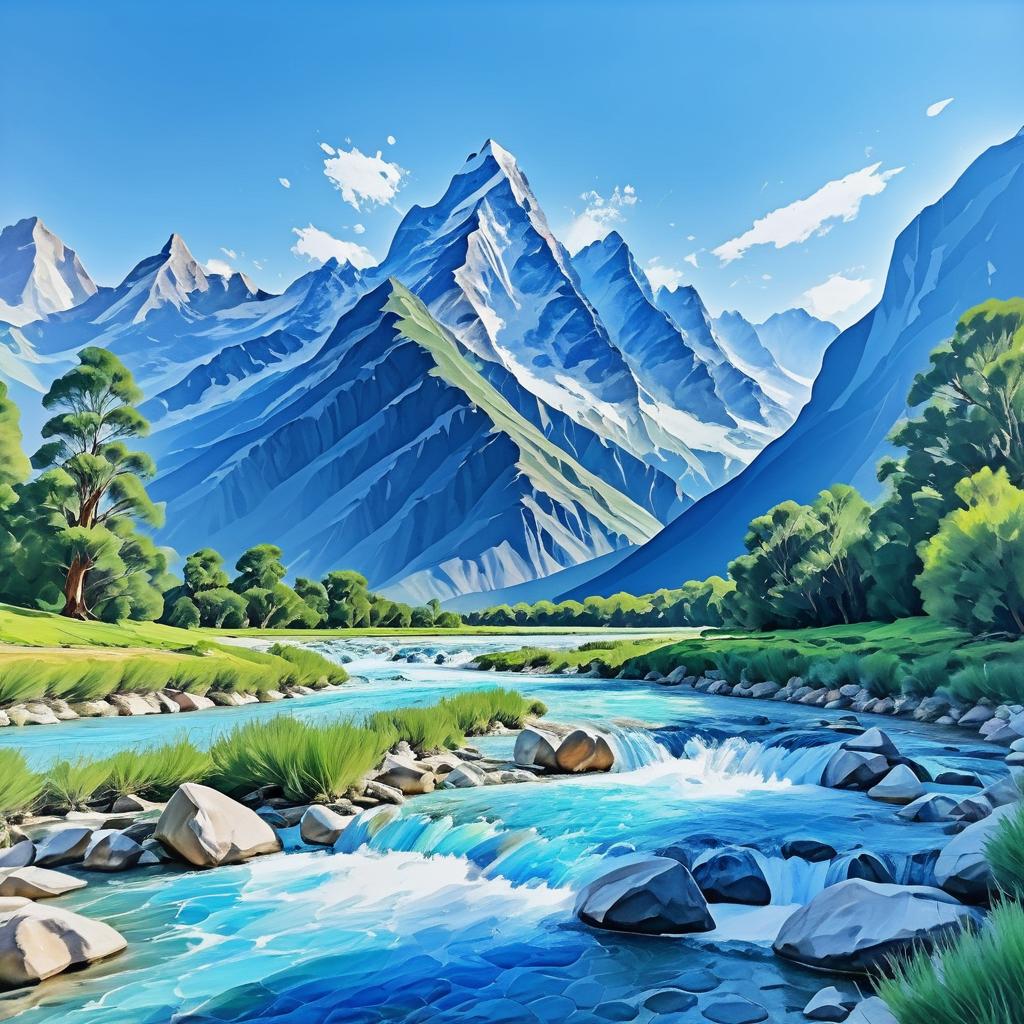 Impressionist Mountain Range Adventure Landscape