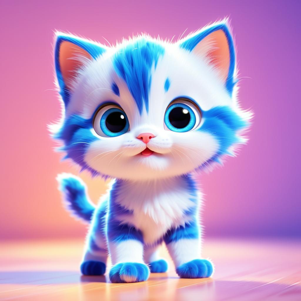 Adorable Pixar-Style Baby Kitten Illustration