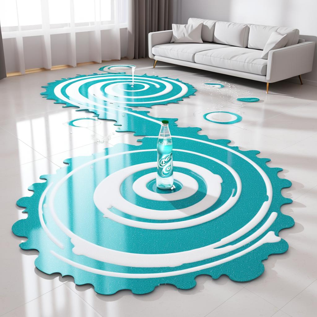 Realistic Spiral Soda Spill on Carpet