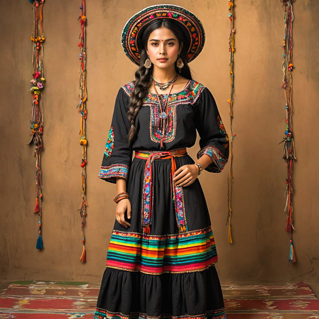 Vibrant Mexican Woman in Traditional Attire