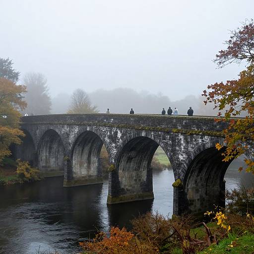 Misty Morning Stone Viaduct Scene