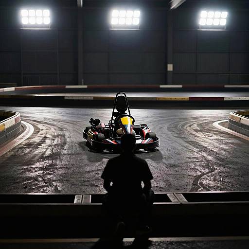 Go Kart Silhouette Under Floodlights