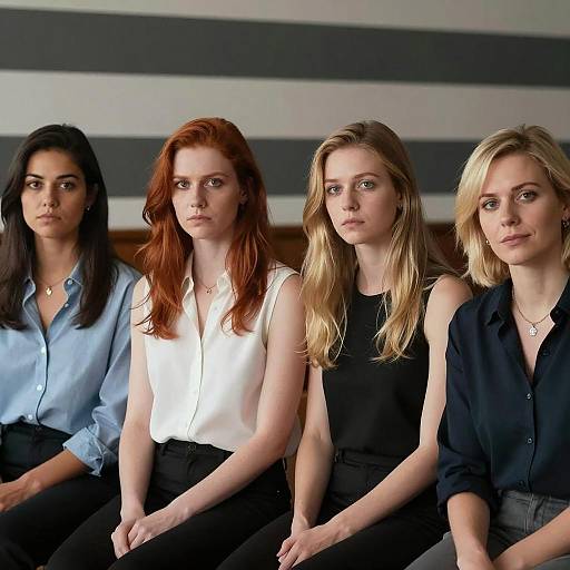 Diverse Women Gathering in Striped Background