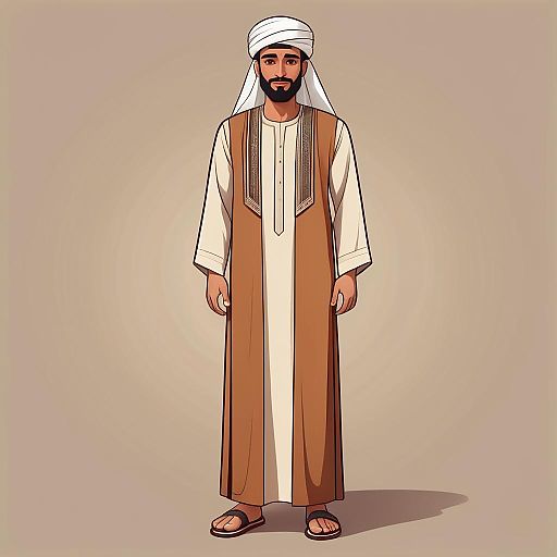 Middle Eastern Man in Traditional Thobe and Headgear