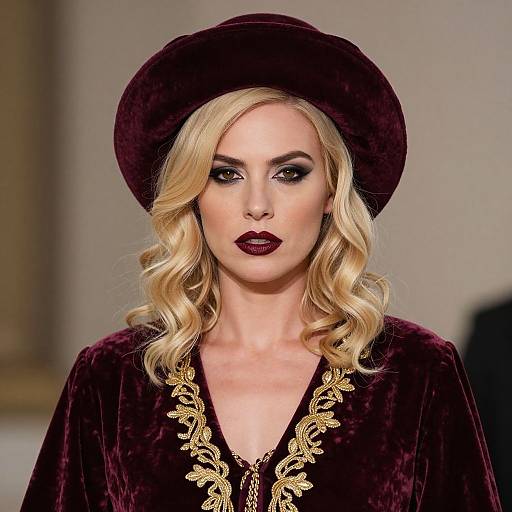 Regal Blonde Woman in Velvet Attire