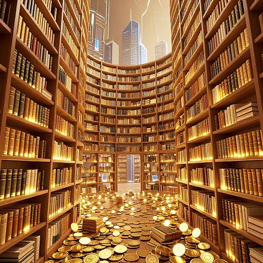 Grand Library of Wealth Concept