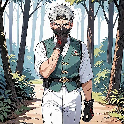 Kakashi in Forest Anime Scene