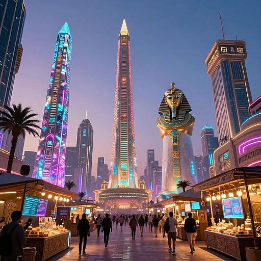 Futuristic Cyberpunk Egyptian Cityscape