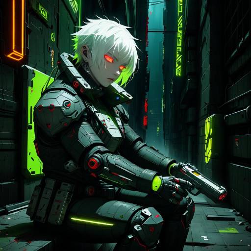Cyberpunk Enforcer in Neon Alley