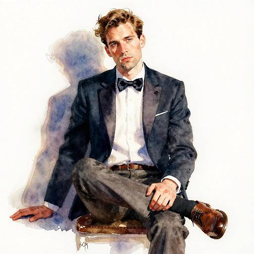 Fearless Man in Watercolor Portrait