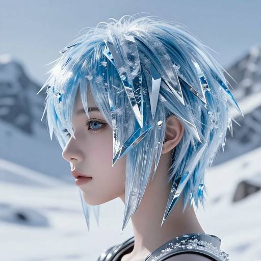 Futuristic Ice Haircut with Crystals