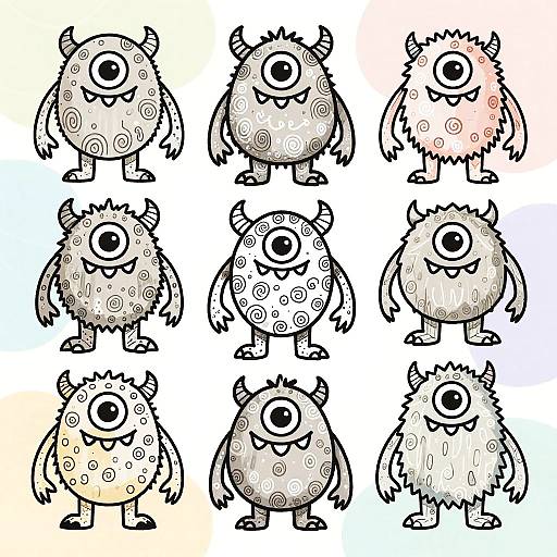 Playful Monster Doodle Art