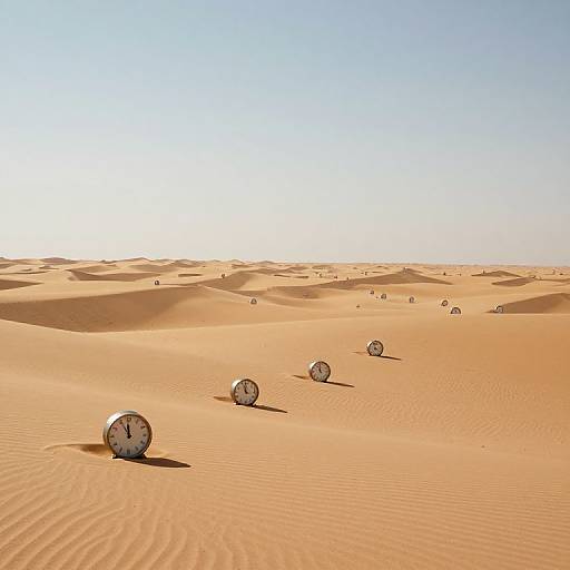 Surreal Sea of Clocks in Sand