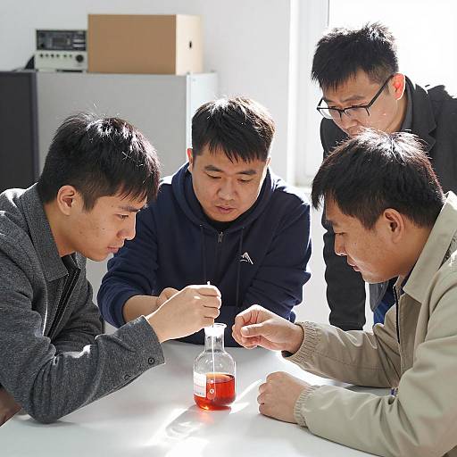 Focused Discussion Over a Mysterious Beaker