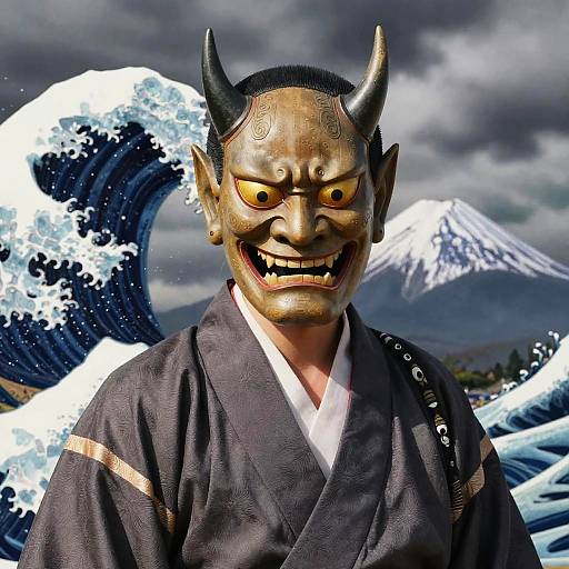 Ukiyo-e Oni with Menacing Grin