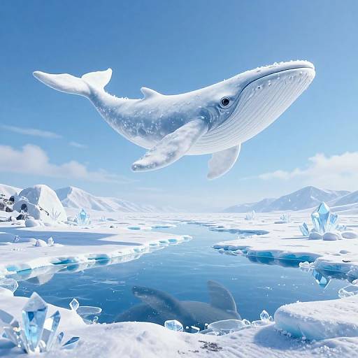 Ethereal Sky Whales Over Icy Landscape