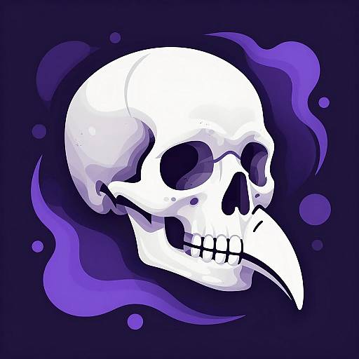 Mystical White Skull Illustration with Abstract Flow