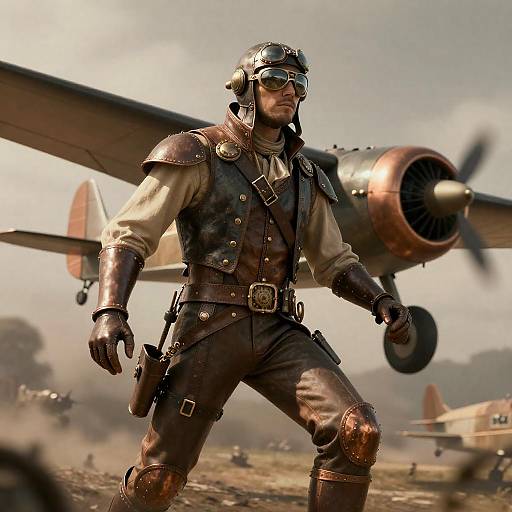 Steampunk Aviator of Nostalgic Skies