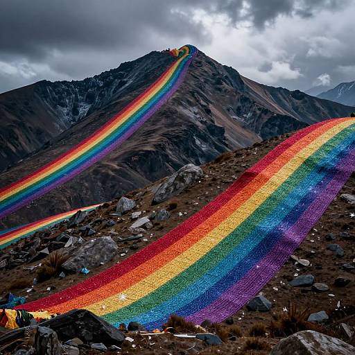 Cosmic Mountains with Rainbow Tapestries
