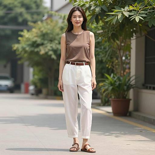 Casual Summer Look on a Sunny Pathway