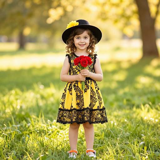 Curious Girl in Sunlit Meadow