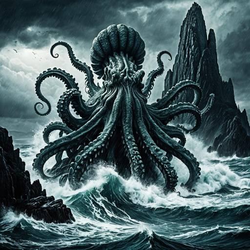 Colossal Kraken Emerging from Stormy Ocean Colossal Kraken Emerging from Stormy Ocean